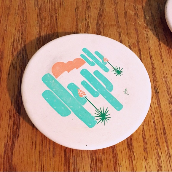 Other - Vintage | 2 Hand Painted Cactus Coasters